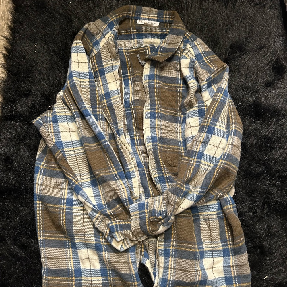 Zipper flannel- Blue and Brown
